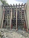 土石流捕捉後。復旧後も再び効果を発揮する強靱な構造が地域の安全を支える