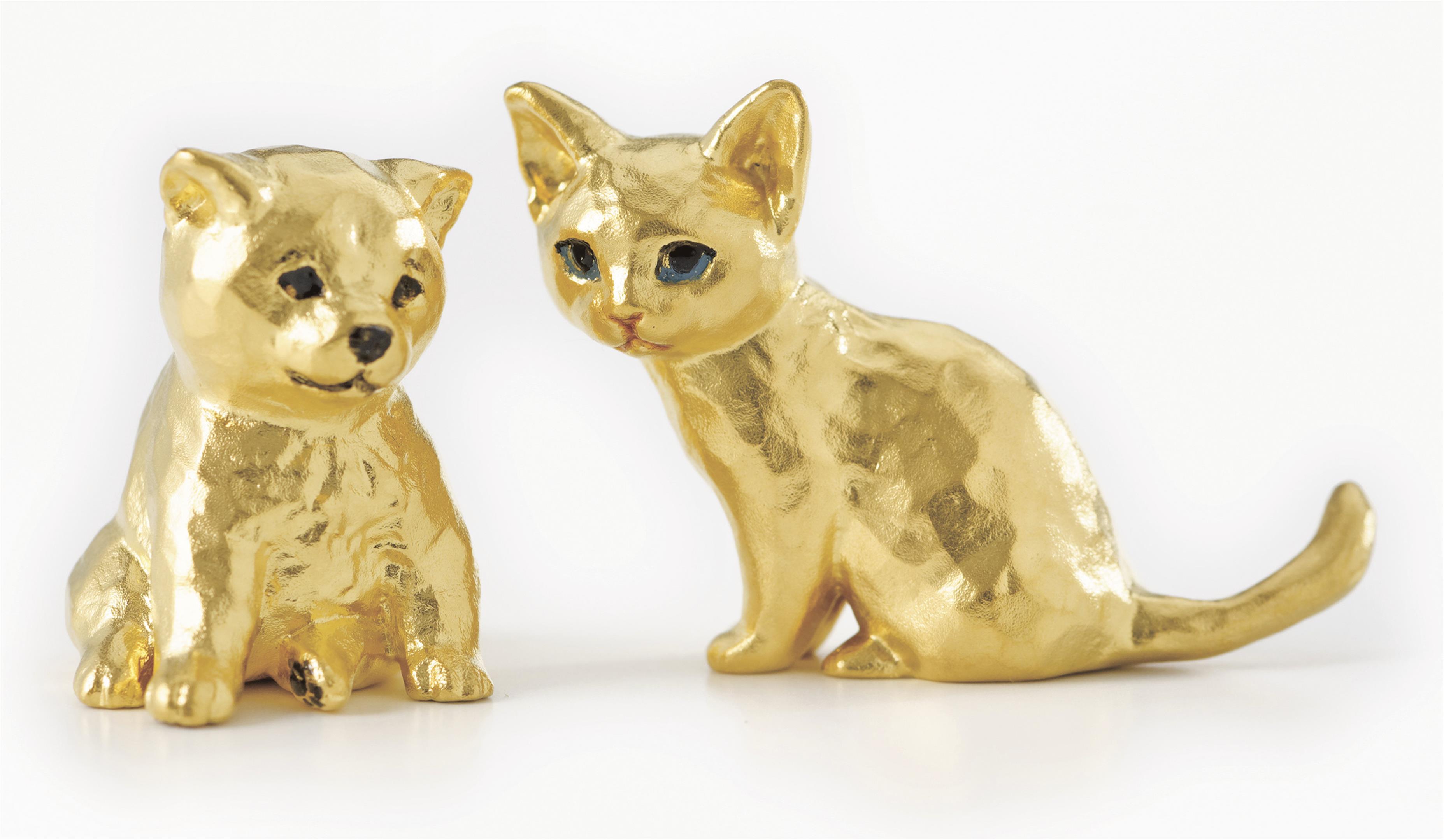純金製オブジェ／「子ねこ」と「子いぬ」追加／田中貴金属ジュエリー